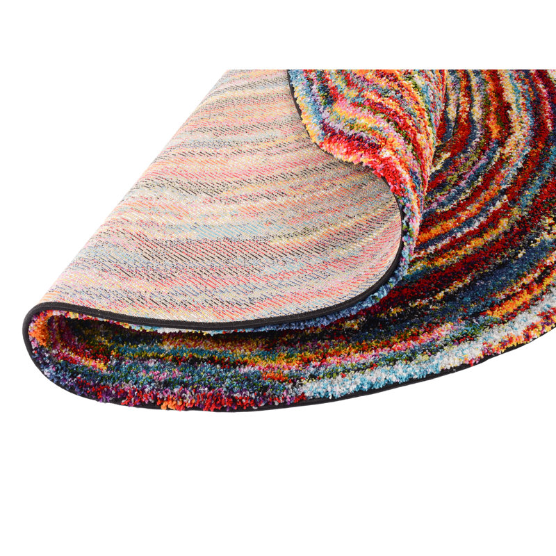 Sybil Shaggy Red Rug, Round 200cm