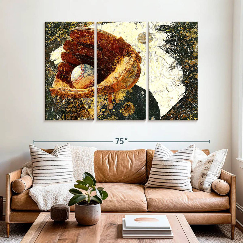 Sireci Grunge Baseball, 42" H x 65" W