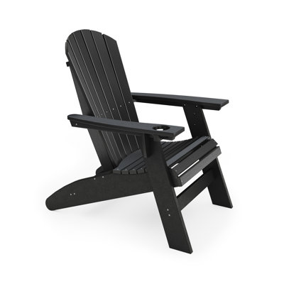 Chaise noire Adirondack - Bois en polyéthylène haute densité robuste pour la détente au bord de la piscine, sur la terrasse et dans le jardin Non + Adirondack + noir
