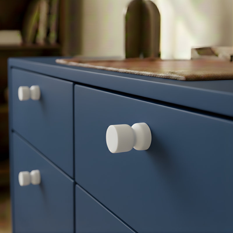 Bouton d'armoire de style Mid-Century ROUS Hardware, aluminium massif (blanc) 1 pièce, Neige (blanc) 