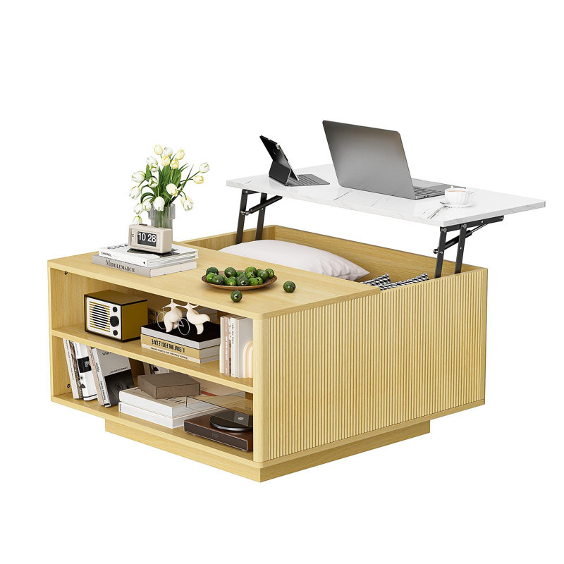 Table basse à plateau relevable avec rangement pour le salon