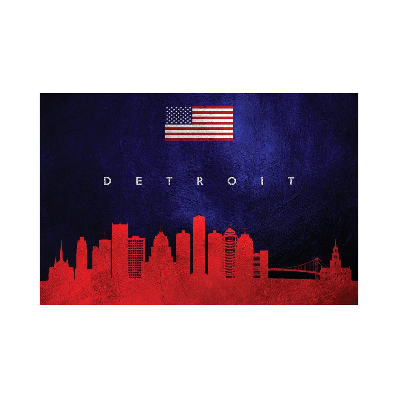 Detroit Michigan Skyline by Adrian Baldovino - Wrapped Canvas Print, 20.32 cm H x 30.48 cm W
