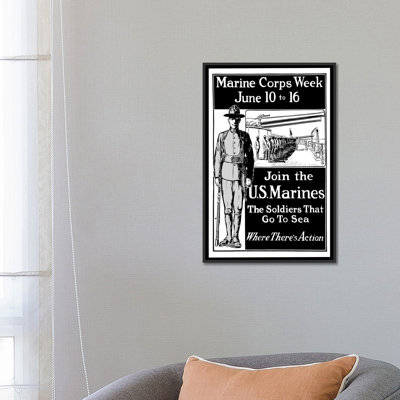 " Vintage WWI Poster Showing A Marine Standing At Attention " by John Parrot