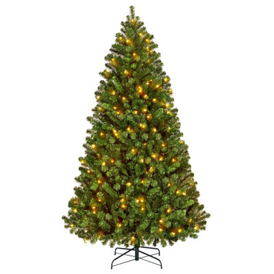 Pre-Lit Green Spruce Artificial Christmas Tree with Foldable Stand