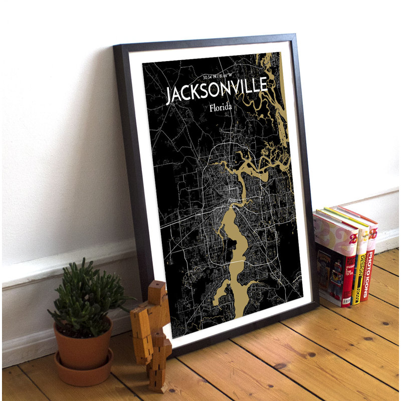 Jacksonville City Map - No Frame Print, 60.2 cm H x 27.9 cm W