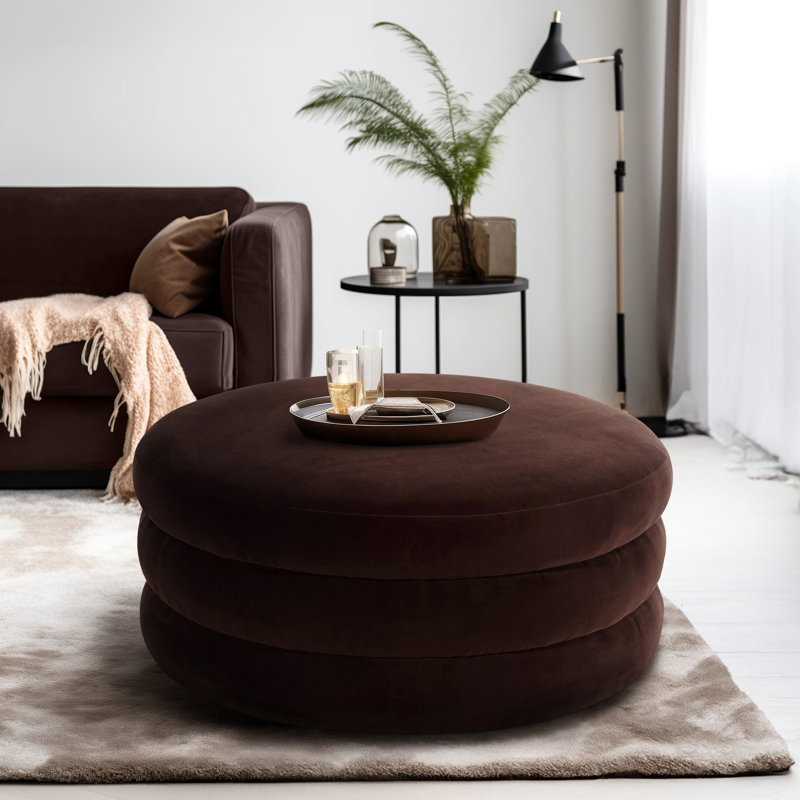 Repose-pieds rond neutre moderne brun neutre à trois niveaux Boho