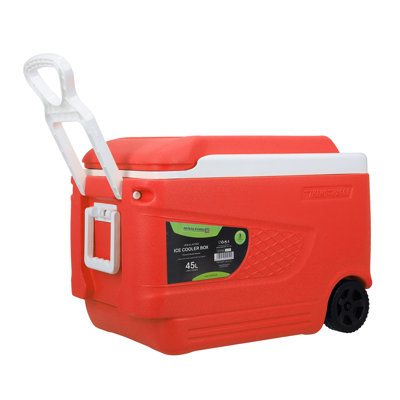 ROYALFORD 45L Insulated Cooler Box | Portable Ice Box with Handle Wheels | Heavy Duty Cool Box for Camping Picnic Travel | 3 Layer Insulation Chiller Box BPA Free High Performance Cooling Upto 24 Hour