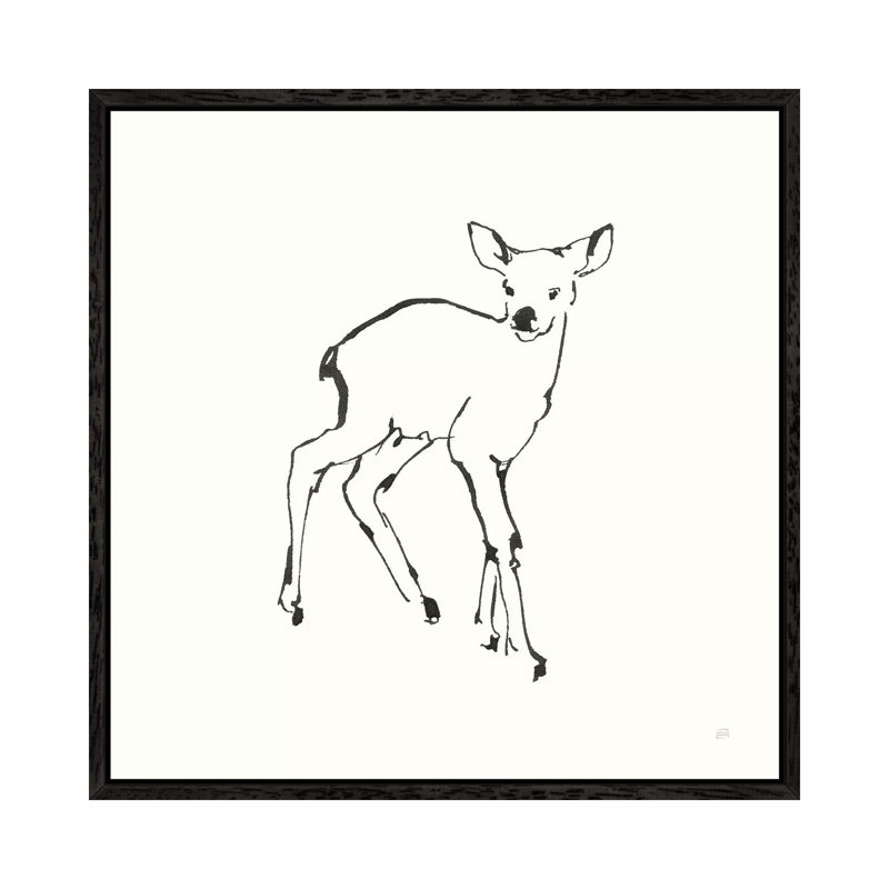 Line Fawn by Chris Paschke - Painting on Canvas, Black Framed Canvas, 93.98cm H x 93.98cm W x 3.81cm D