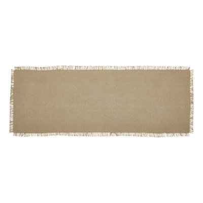 Tapis de couloir en toile de jute naturel frangé 8 x 24