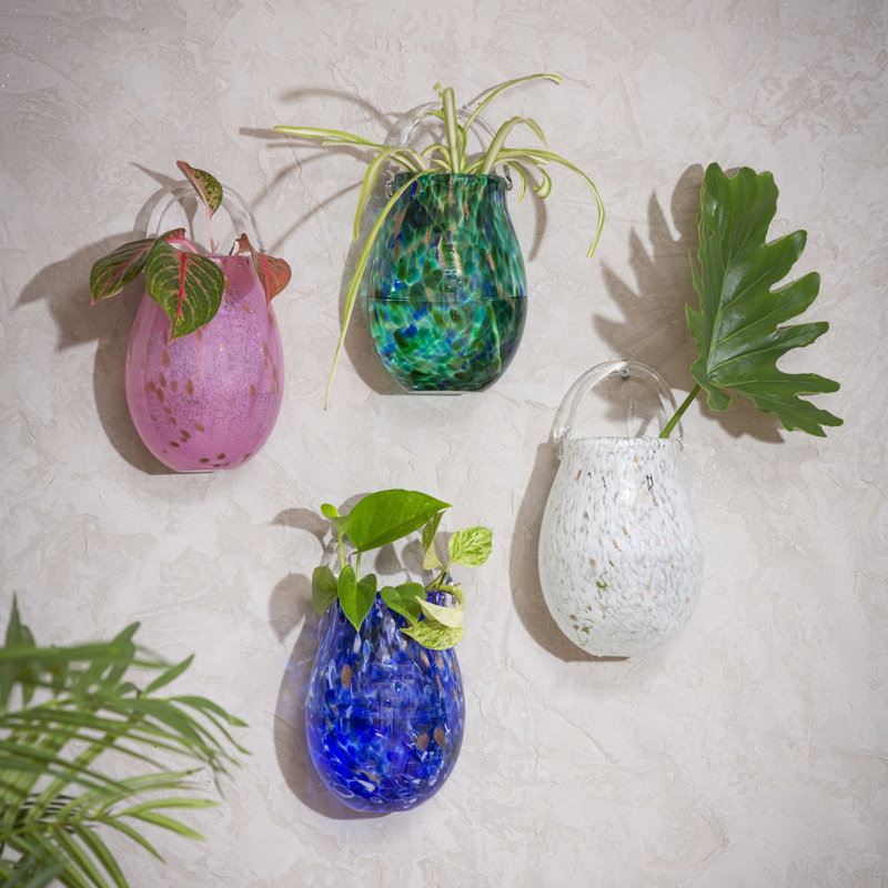 Vase suspendu en verre Art, sarcelle