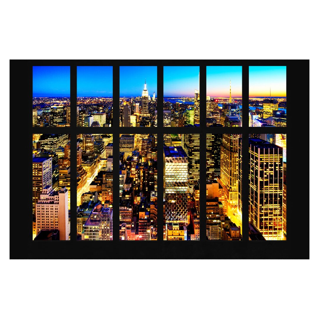 Matt Fototapete Fensterblick Manhattan Skyline bei Nacht 2,9 m x 432 cm