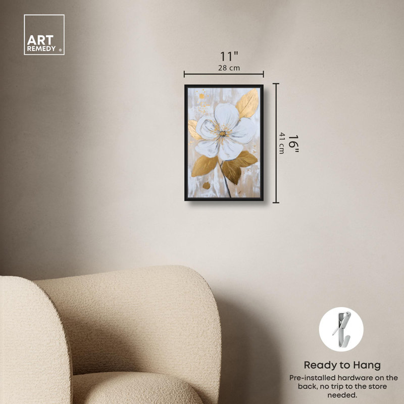 Art, art élégant, art floral, Luxe Flower III, Cadre flottant noir, H 16 po x l 11 po