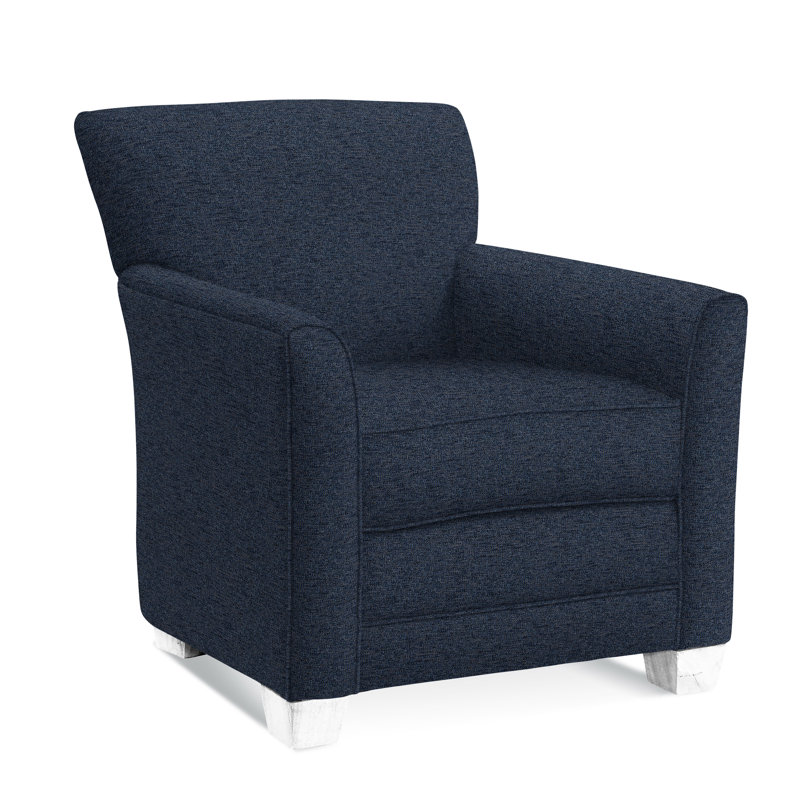 Buckley Upholstered Armchair, Frost White Finish, Basic Navy; 0317-61
