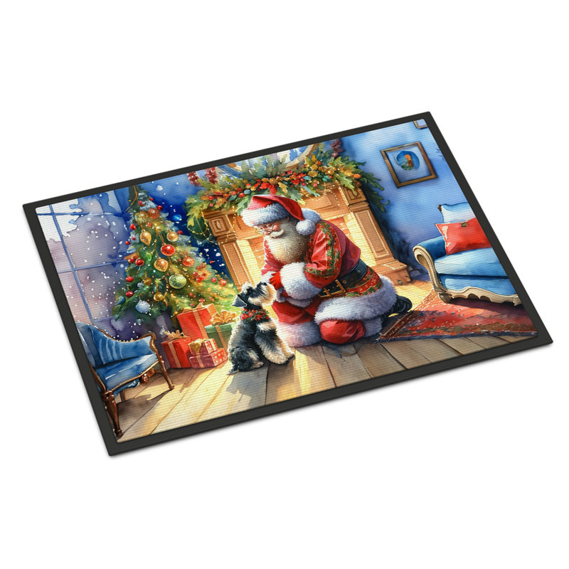Paillasson Schnauzer and Santa Claus, L 18 po x L 27 po