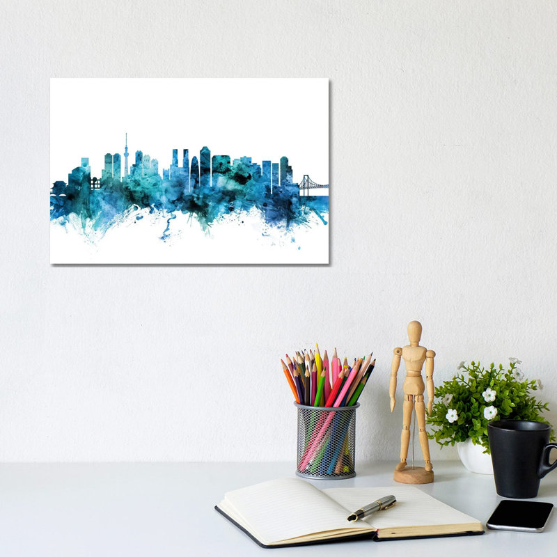Tokyo, Japan Skyline by Michael Tompsett - 1 Piece Wrapped Canvas Wall Art, 20.32 cm H x 30.48 cm W