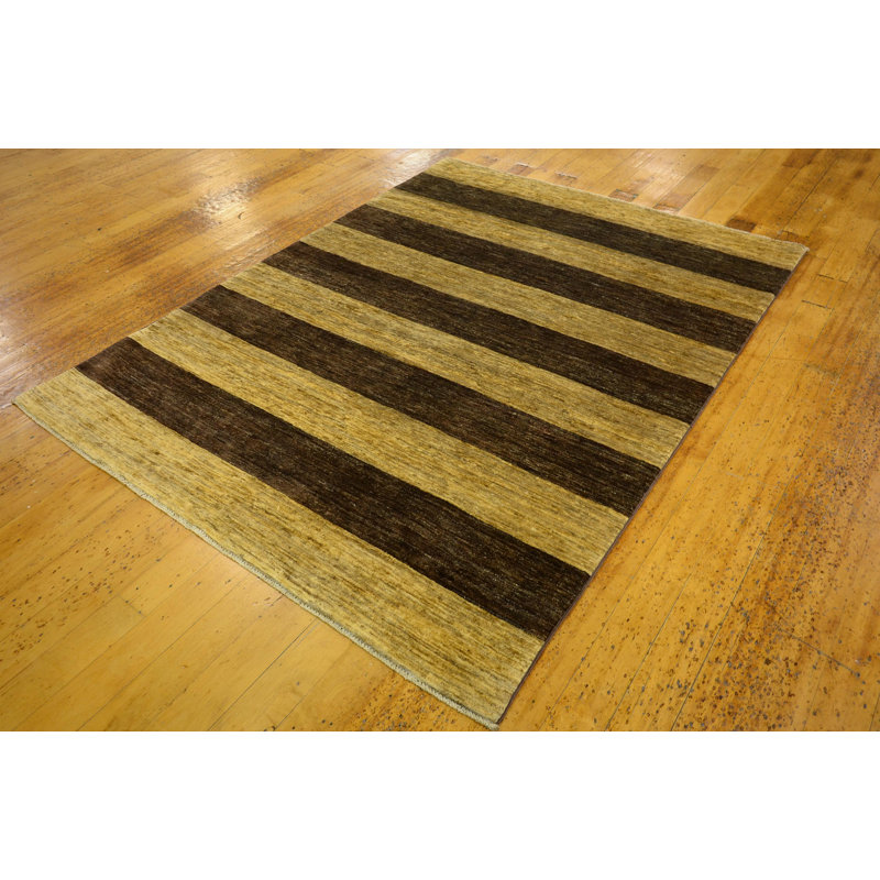 Tapis en laine brun/brun 4 pi 9 po x 6 pi à la main one-of-kind noué la Nash