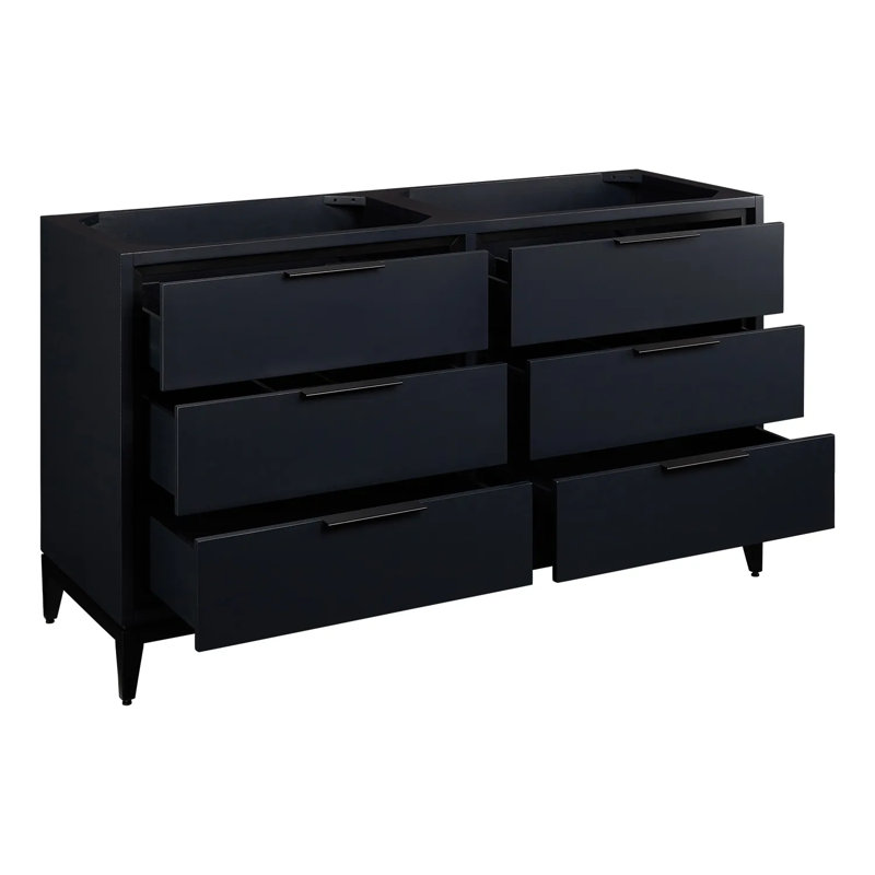 60" Hytes Double Bathroom Vanity Set with Rectangular Undermount Sinks