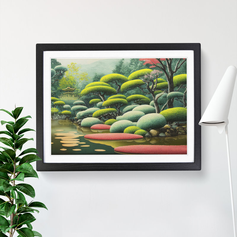 Japanese Garden - Framed Print, Black, 46cm H x 64cm W x 2cm D
