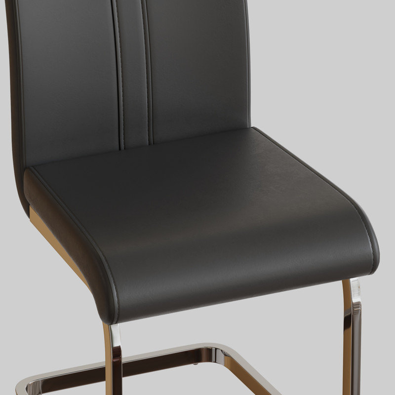 Chaises de salle à manger modernes à haut dossier rembourré avec pieds en métal, ensemble de 4, Gris, Argent argent