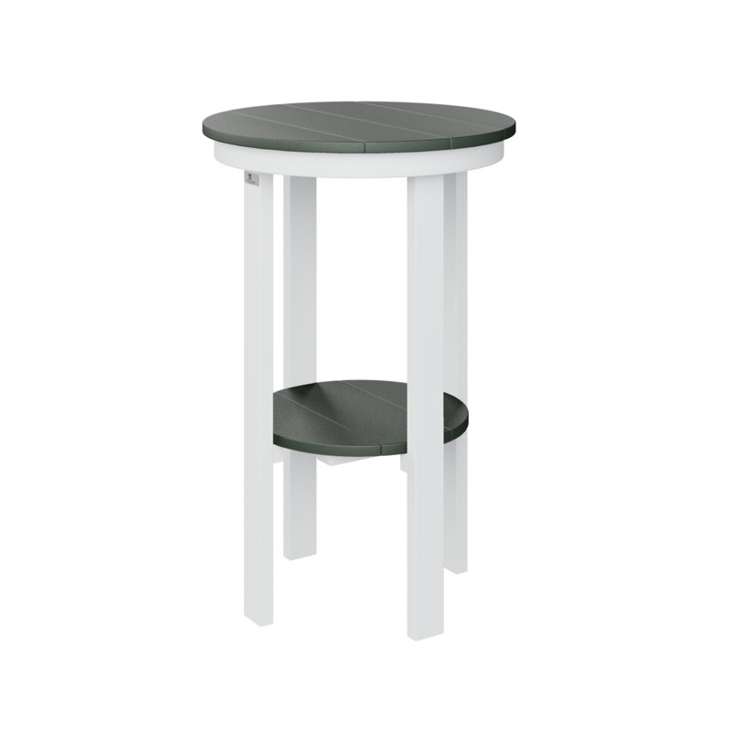  Table de bout ronde avec plateau régulier bleu pacifique et base blanche, Bleu pacifique, H 32 po x l 21,5 po x P 21,5 po