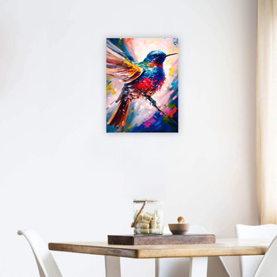 Blue Colorful Bird Premium Canvas Wall Art Home Decor 24 X 18 Inch