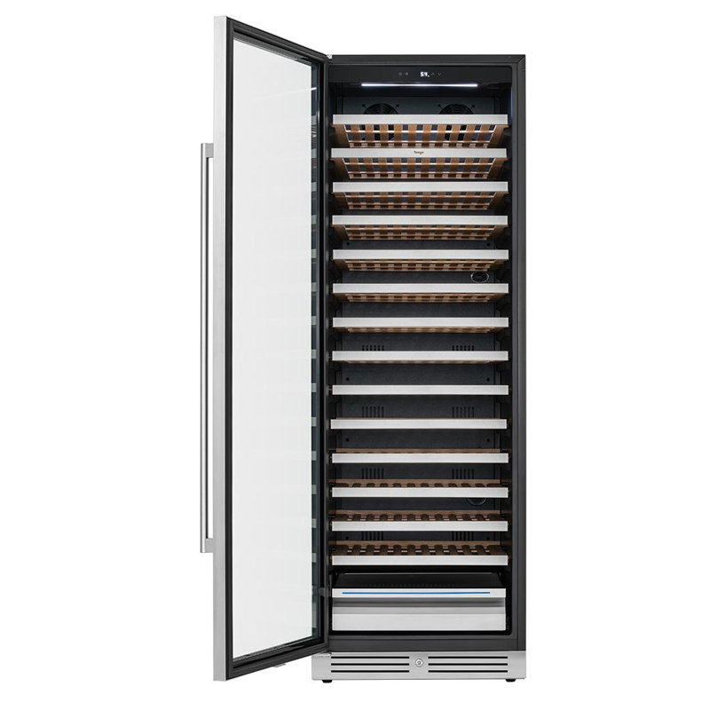 Cave à vin à un compartiment en acier inoxydable argenté et noir, 69 po x 23 po