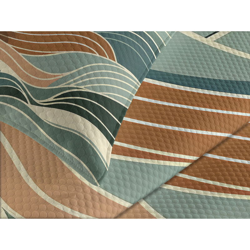 King Size Evergreen Pale Seafoam Quilted Bedspread Set