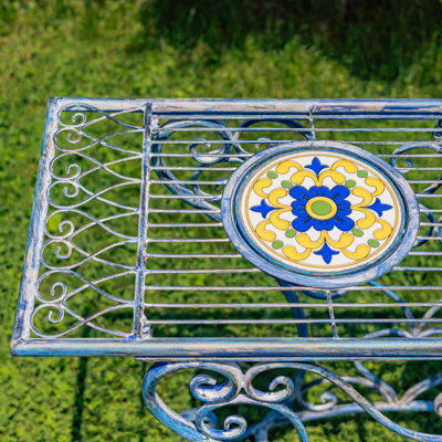 43in. Piazza Rectangular Mosaic Iron Table