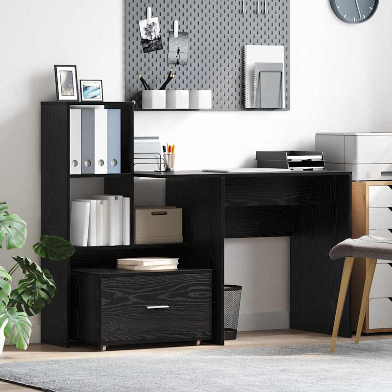 Drawer Cabinet with Wheel Storage Modern Furniture Solution Rectangular, Black