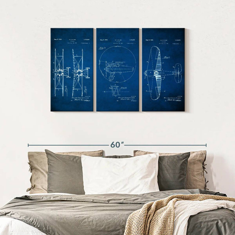 Avion, impression sur toile, H 45 po x l 28 po x P 1,25 po