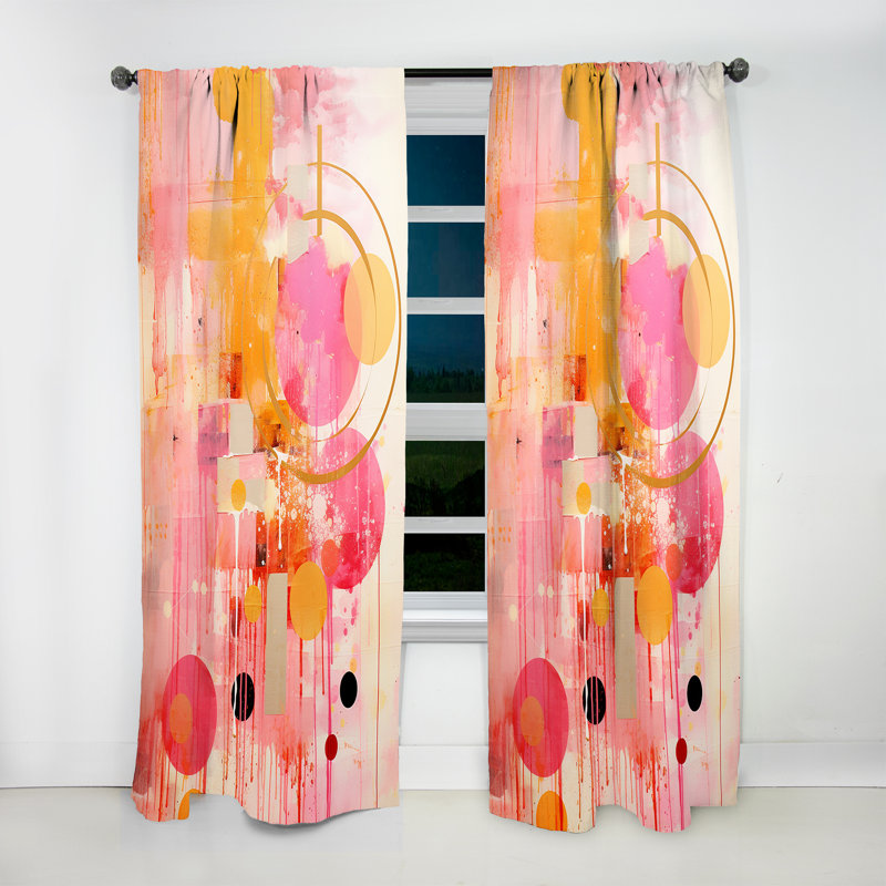 Doremus Pink Gold Island Sunrise Collage - Modern Velvet Curtain - Room Darkening - 1 panel, 52" W x 63" L