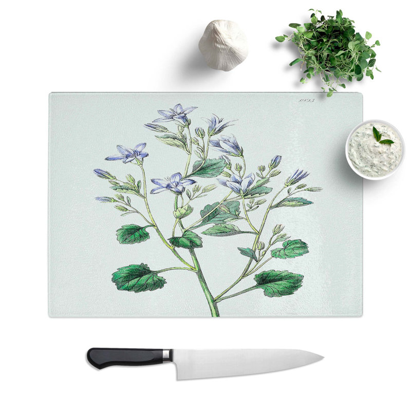 Glass Lilac Bellflowers Chopping Board, 39 cm W x 28.5 cm L