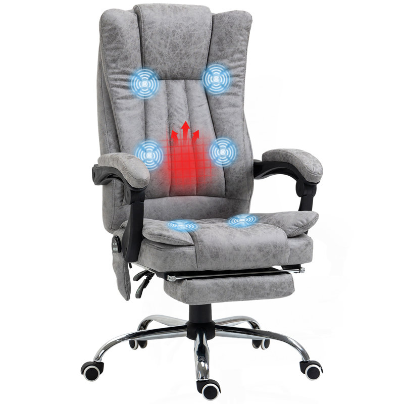 Fauteuil de bureau massant, fauteuil de bureau inclinable à haut dossier, gris