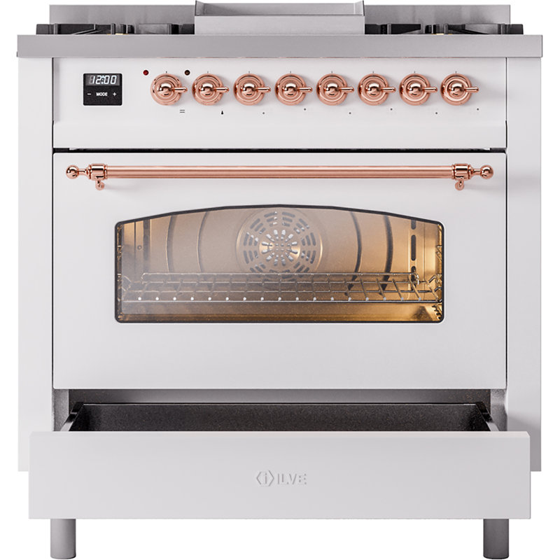 ILVE Nostalgie II 36 Dual Fuel Range, knobs, Blue Gray/Chrome, Natural Gas
