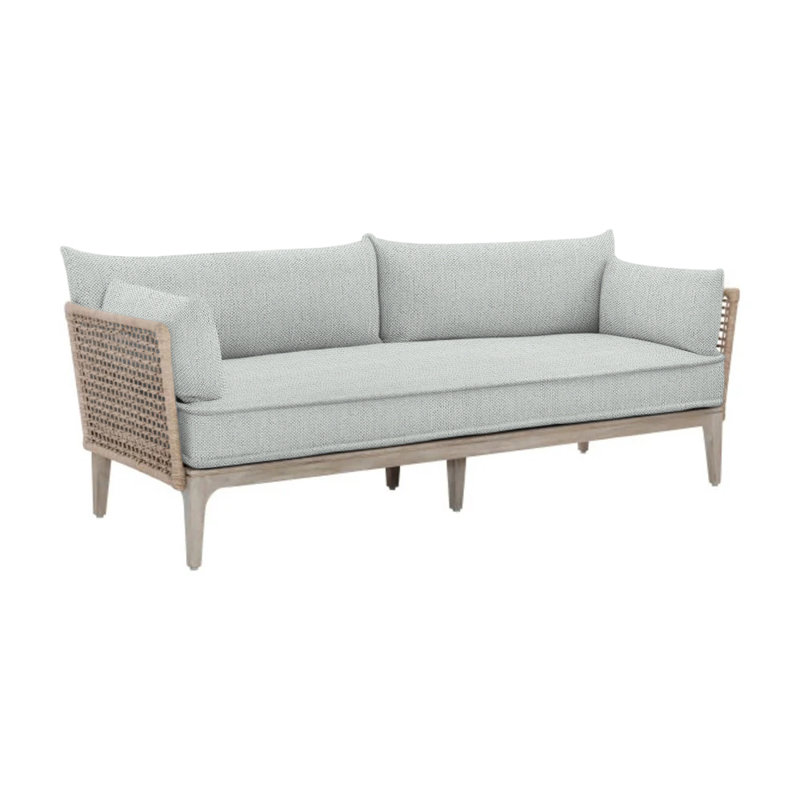 Catalonia Outdoor Teak Loveseat, Light Grey Linen 6032-010