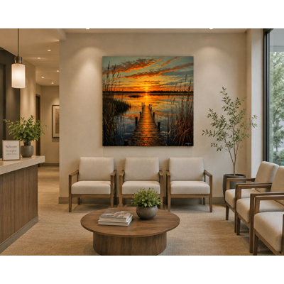 Quiet Lake Dock Wrapped Canvas Wall Art