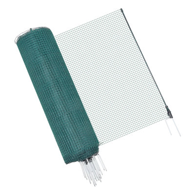 Temporary Fence with Posts, 3 x 164 FT Plastic Mesh Fencing, Garden Safety Fences Netting with Double-Spike Stakes & Guy Ropes, Temporary Fence for Dogs, Chickens, Plants, Outdoor Yards
