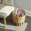 Natural Water Hyacinth And Paper Basket With Stripes