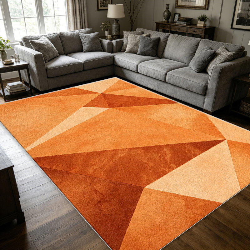 Orange Beige Triangle Geometric carpet-easy to clean, machine-washable, soft and comfortable; suitable for door mats, kitchens, living rooms, bedrooms, corridors, and laundry areas. Easy to clean, durable carpet for home decoration.