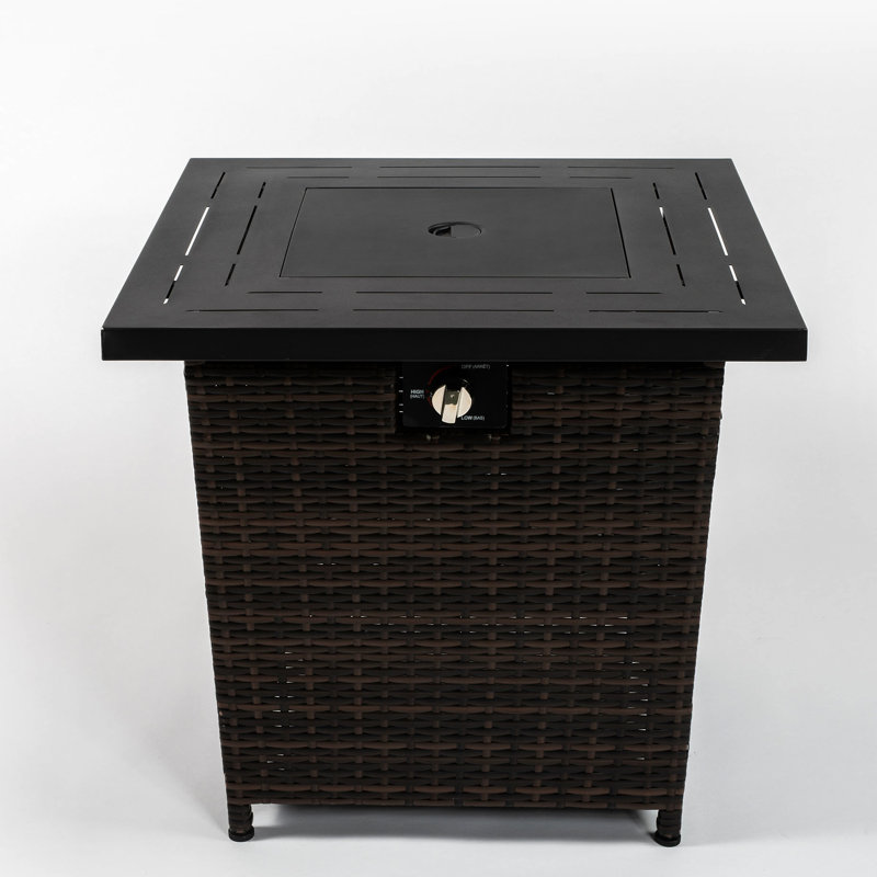 28Inch Square Heating Fire Pit, Steel Frame, Approved, Propane/ Fueled Table Pit Square, Black Brown, Tabletop, Fireplace
