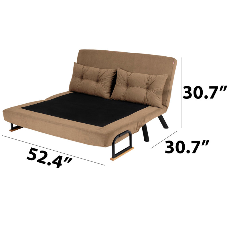 Metal Frame 2-Seat Sleeper Sofa With 14-Level Adjustable Backrest