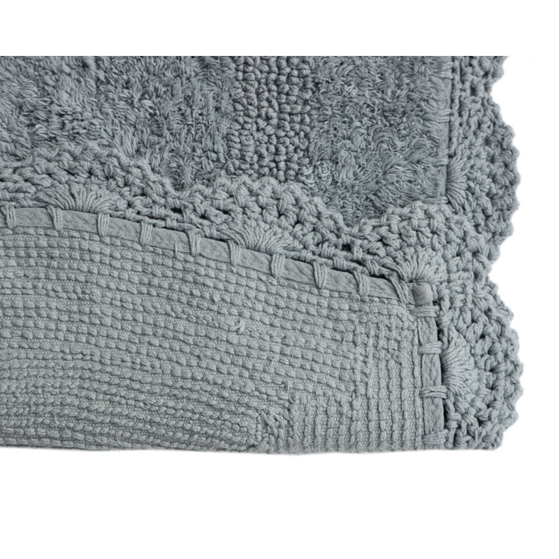 Tapis pour salle de bain 100% coton avec envers antidérapant Mynard, Gris