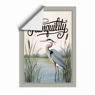 Tranquil Heron Scandinavian - Framed Print