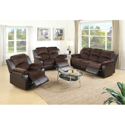 Ensemble de salon de style contemporain 3 pièces Canapé 1 x Causeuse 1 x Coussin inclinable 1 x Coussin d'accoudoir, dossier, finition chocolat, mobilier de salon principal