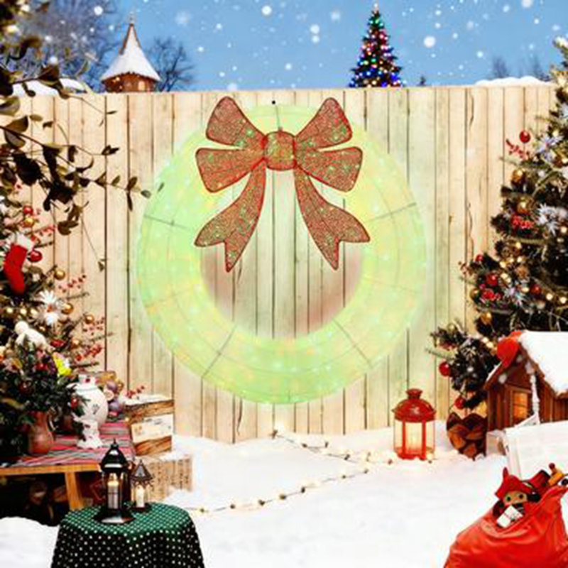 Décoration de couronne lumineuse avec DEL bicolore, couronne de Noël de 48 pouces avec minuterie quotidienne, télécommande