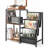 Multi-Function Brown And Black Record Player Stand With Large Vinyl Storage