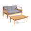 Ensemble de causeuse d'extérieur en bois d'acacia Aston_ Causeuse et table basse - finition teck + coussin gris foncé