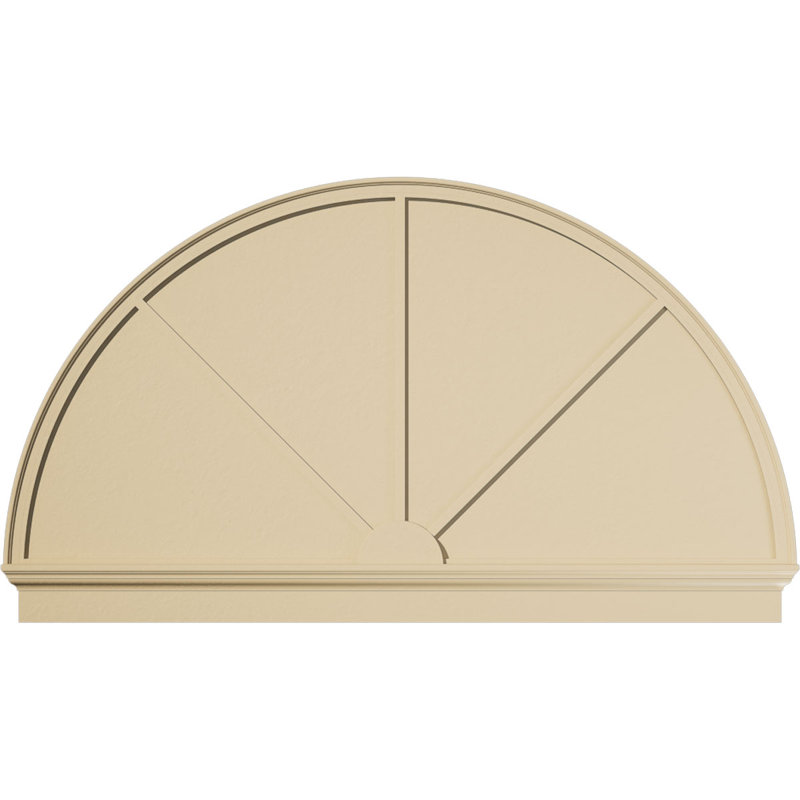 Demi-rond signature fronton en uréthane, brun clair apprêté, 78 po x 45,75 po x 2,75 po, Combinaison, 3 rayons