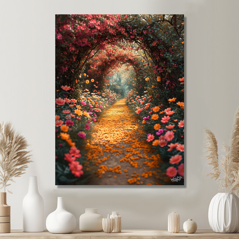 «Blossoming Pink Flowers», art mural, Toile tendue, H 20 po x l 12 po x P 1 po