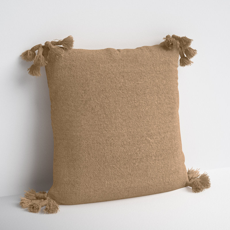Almerton Tassels Down Reversible Throw Pillow, Tan, Pillow Cover Only - No Insert